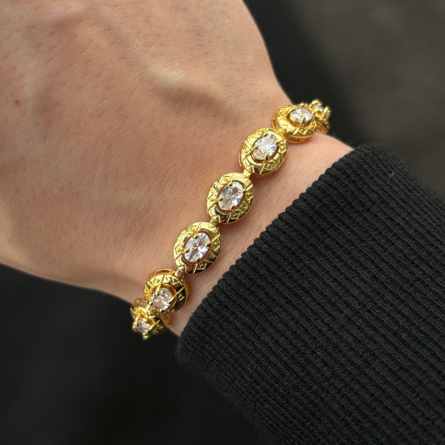 Gold Bracelet Crystal ovale